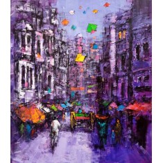 Zahid Saleem, 30 x 36 Inch, Acrylic on Canvas, Cityscape Painting, AC-ZS-214